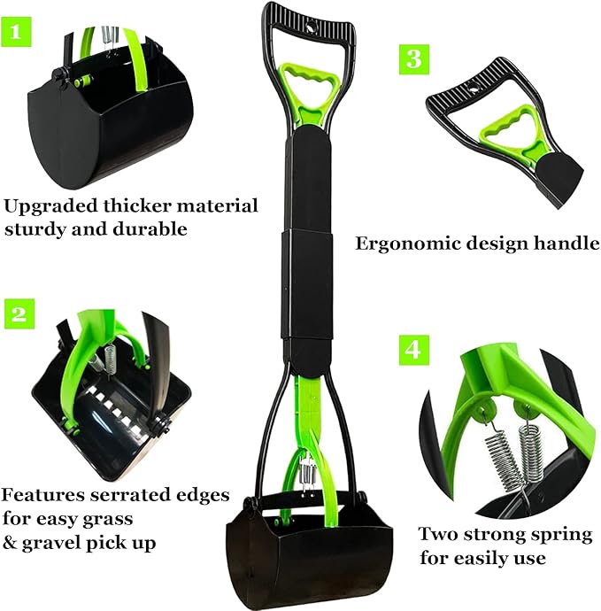 28" Large Pooper Scooper for Dogs, Heavy Duty Poop Scooper for Large Medium &amp; Small Dog, Pet Dog Pooper Scooper for Grass &amp; Gravel Pick Up
