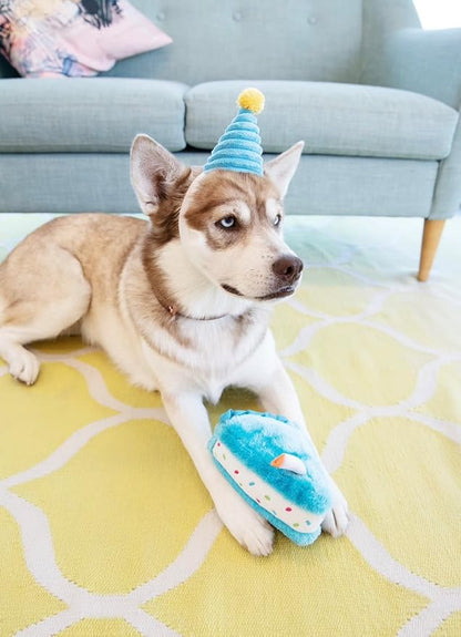 ZippyPaws Birthday Box - Dog Squeaky Toys to Keep Them Busy, Funny Food Plush for Small, Medium, &amp; Large Dogs, Cute Stuffed Puppy Toy &amp; Hat, Pet Products, Gift for Dogs of All Breeds - 3-Pack