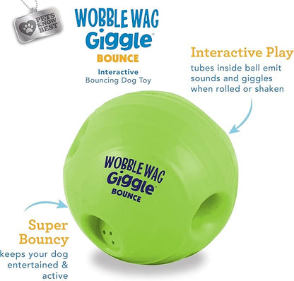 Wobble Wag Giggle Bounce Interactive Dog Toy- Sound Making Bouncing Ball for Dogs Ages Indoor &amp; Outdoor Play, Soft &amp; Durable with Easy Grip Design- Pets Know Best