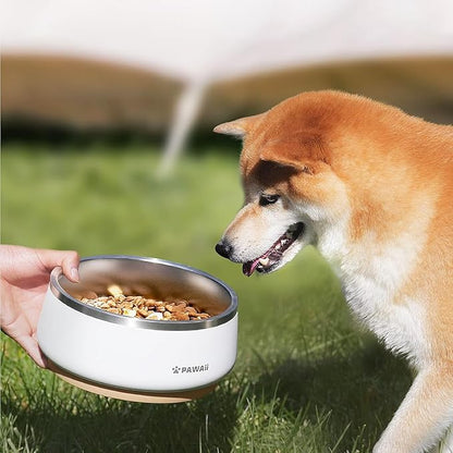 Pawaii Stainless Steel Dog Bowl with Non-Slip Rubber Base &amp; Double Wall Insulation - Durable Design | Includes ID Tag | Dishwasher Safe Food &amp; Water Bowl for All Dogs (68oz)
