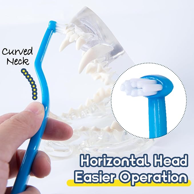 Small Dog Toothbrush, Cat &amp; Puppy Tooth Brushing Kit, Mini Tuft Horizontal Head Teeth Brush for Kitten &amp; Tiny Pet, Doggy Toothbrushes Deep Dental Cleaning, 3 PCS