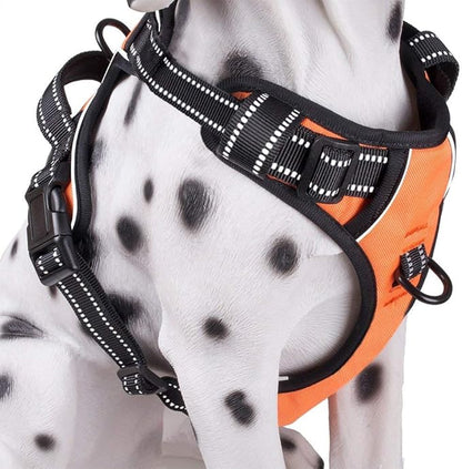 PoyPet No Pull Dog Harness, Reflective Comfortable Vest Harness with Front &amp; Back 2 Leash Attachments and Easy Control Handle Adjustable Soft Padded Pet Vest for Small to Large Dogs (Orange,XS)