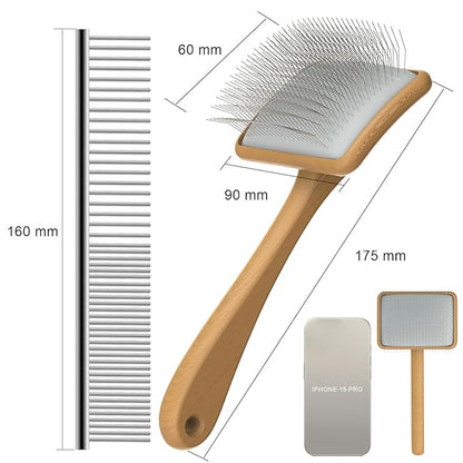 Slicker Brush for Dog, Doodles and Poodle Brush, for Tangles, Fluff Coat, Curly Hair Pets, Remove Loose Fur, Matts, Undercoat, Double Coat, 24mm Pins, 3.5&