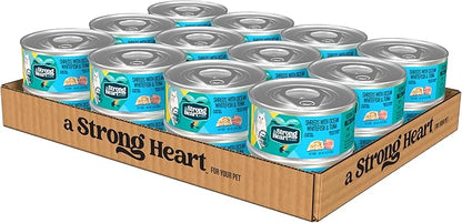 A Strong Heart Canned Wet Cat Food, Shreds with Ocean Whitefish &amp; Tuna - 5.5 oz Cans (Pack of 24), Made in The USA with Real Ocean Whitefish &amp; Tuna