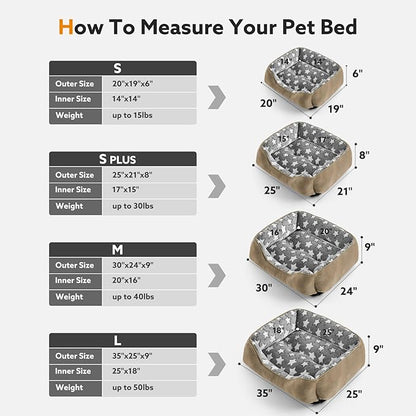 SIWA MARY Orthopedic Dog Bed Medium Size, Washable Waterproof Sofa With Non-Slip Bottom, Comfort for Medium Dogs, M(30"x24"x9") Brown