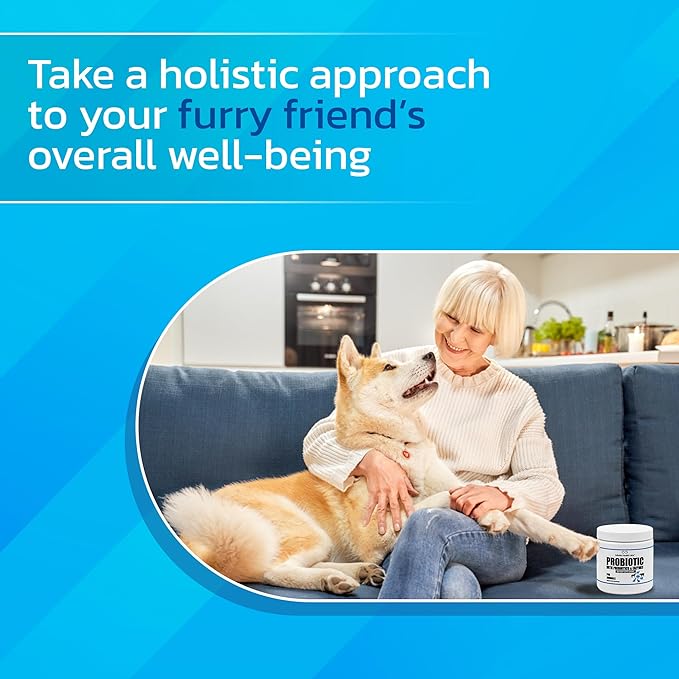 Probiotics for Dogs and Cats - Vet Formulated Pet Prebiotic &amp; Enzyme Powder for Digestive, Gut &amp; Immune Health - 1600 Servings (400 g)
