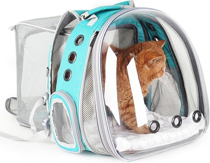 Lollimeow Cat Carrier Backpack, Bubble Dual Expandable Backpack Carrier, Pets and Small Dogs,Airline-Approved, Designed for Travel, Hiking, Walking &amp; Outdoor Use (Dual Expandable-Green)