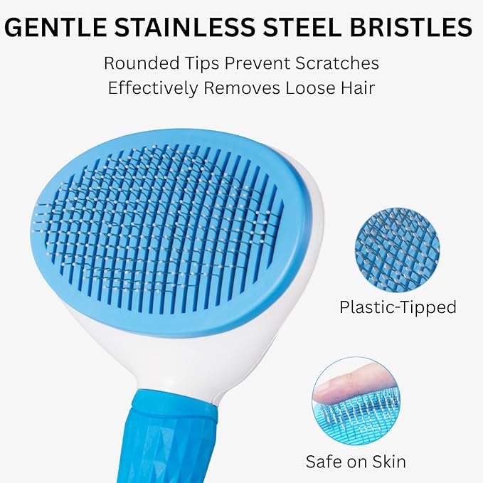 AIXINPET Cat &amp; Dog Self Cleaning Slicker Brush - Easy to Remove Loose Fur, Harmless Deshedding Grooming Tool, Massaging Function - Suitable for Shedding &amp; Furry Pets, like Rabbits and Ferrets