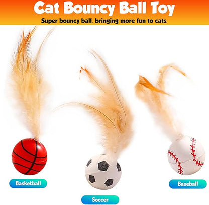 Cat toy pack with 27PCS self play accessories for indoor cats-cat teaser wand, fishing pole, suction cup, ball, string, mouse, feathers and hanging interactive cat toys for kitten Exercise &amp; Chase