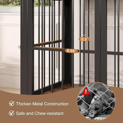 39.4" Dog Crate Furniture for Medium and Large Breed, Dog Kennel Furniture with Storage Shelf &amp; Lockable Wheels, Heavy Duty Wooden End Side Table Pet Cage Indoor, Chew-Resistant, Brown