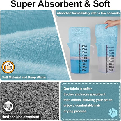 KOOGALSmall to Medium Size Dog Bathrobe, Quick Drying Super Absorbent Used for After Bathing, Warm Dog Towels, Adjustable Hoodies and Belts for Pet Dogs Bath Clothes Products(Blue, L)