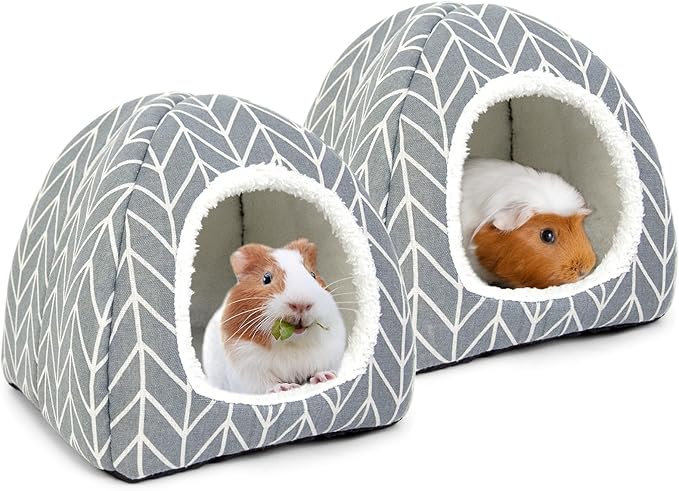 2 Pack Guinea Pig Hideout Bed Rabbit House Cave Accessories Cozy Hide-Out for Bunny Hedgehog Ferret Chinchilla&amp;Other Small Animals