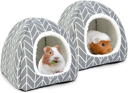 2 Pack Guinea Pig Hideout Bed Rabbit House Cave Accessories Cozy Hide-Out for Bunny Hedgehog Ferret Chinchilla&amp;Other Small Animals
