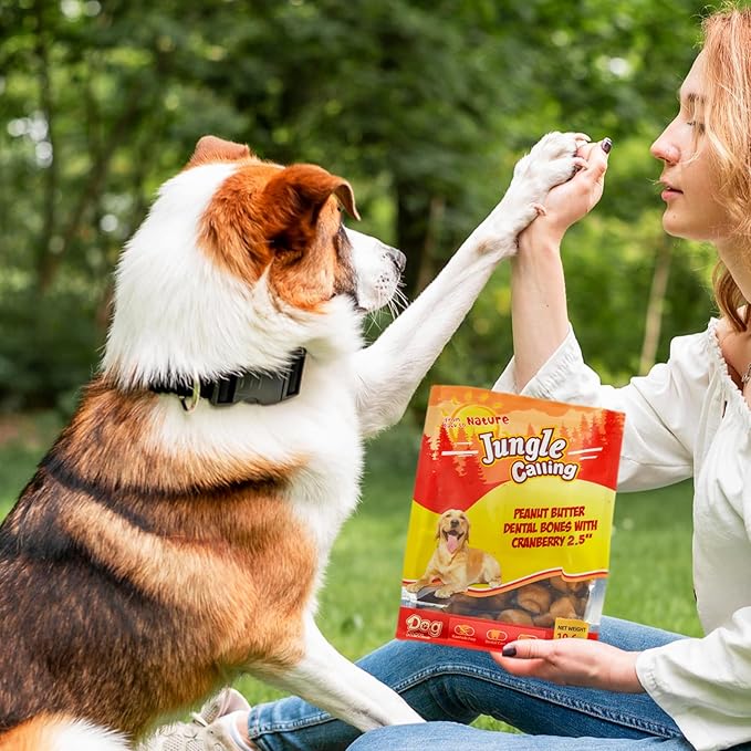 Jungle Calling Peanut Butter Dog Treats, Dental Puppy Chews, Rawhide-Free Bones for Small Dogs, 2.5&