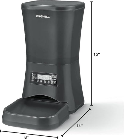 DOGNESS 9L Dog Feeders for Large Dogs, Automatic Dog Feeder with Timer Extra Large, Programmable Auto Pet Food Dispenser Feeder, Portion Control, Voice Recording, Battery and Plug-in Power (Black)