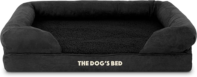 The Dog’s Bed, Medium Black Faux PL 30x23.5, Memory Foam, Pain Relief: Arthritis, Hip &amp; Elbow Dysplasia, Post Surgery, Lameness, Supportive, Calming, Washable Cover, Veterinary Approved