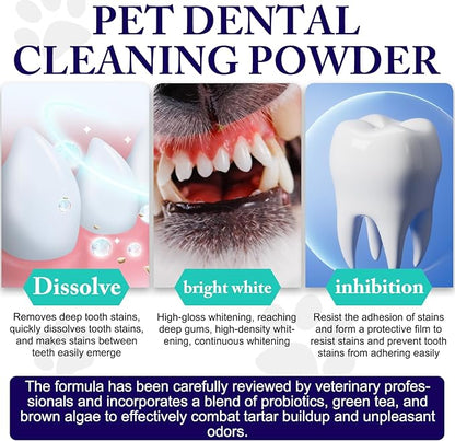 Dog Teeth Cleaning Powder - Dog Dental Powder - Targets Tartar &amp; Reduces Plaque &amp; Bad Breath - Teeth Cleaning Made Easy Eliminate - Formulated for Small, Medium, Large Dogs (2PCS)