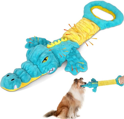 Dog Toys Cute Alligator Dog Toy Tough Plush Puppy Toy for Playtime, Training &amp; Tug of War- Interactive Squeaky &amp; Crinkle Chew Toy for Small to Large Dogs