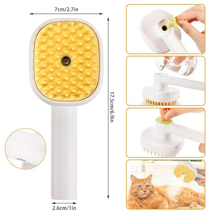 3-in-1 Cat &amp; Dog Steam Brush – USB Rechargeable Spray Grooming Comb with Silicone Teeth – Anti-Static, Shedding Control &amp; Massaging for All Hair Types Long/Short Hair Pets (Green)