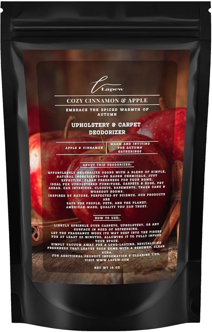 Cozy Cinnamon &amp; Apple Carpet Freshener Powder: Powerful Odor Eliminator for Home, Upholstery Deodorizer, Carpet Deodorizer, Pet Urine, Cat Litter Box - Cozy Cinnamon &amp; Apple Fragrance.