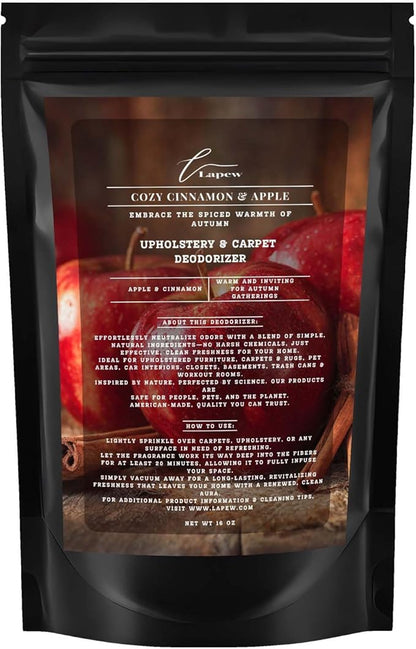 Cozy Cinnamon &amp; Apple Carpet Freshener Powder: Powerful Odor Eliminator for Home, Upholstery Deodorizer, Carpet Deodorizer, Pet Urine, Cat Litter Box - Cozy Cinnamon &amp; Apple Fragrance.