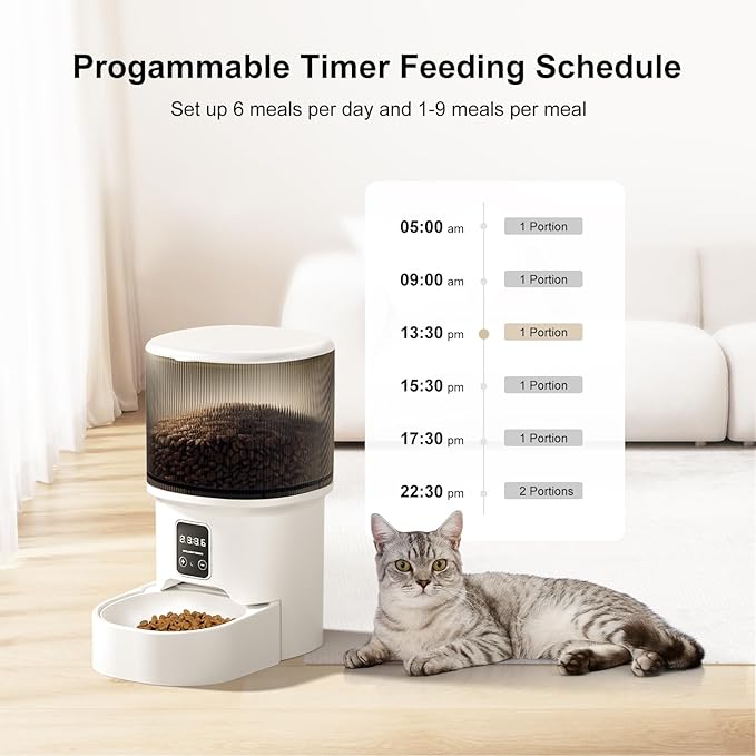 Darlipet Automatic cat Feeder,4L Auto cat Feeder,Programmable Meal &amp; Portions,Freshness Protection, Automatic Cat Food Dispenser for Cats &amp; Dogs, Back-up Battery, Easy to Set up &amp; Clean