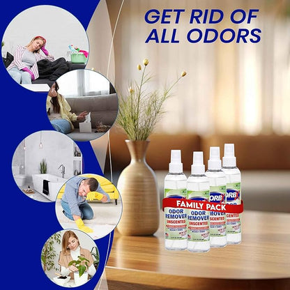 ZORBX Unscented Odor Eliminator for Strong Odor 7.5 Fl Oz, Pack of 4 - Used in Hospitals &amp; Healthcare Facilities - Advanced Formula, Fast-Acting Odor Remover Spray for Dog, Cat, House &amp; Carpet