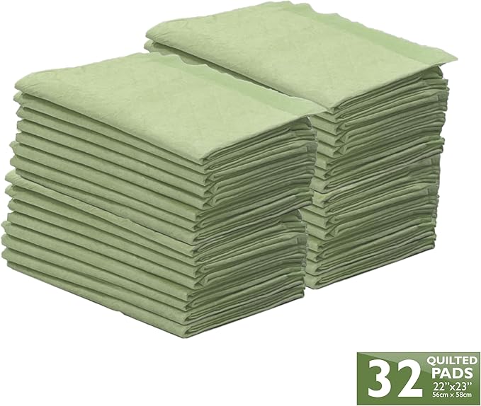 Four Paws Wee-Wee Superior Performance Bamboo Pee Pads for Dogs, Earth Friendly Dog &amp; Puppy Potty Training Pads, Crate Liners, Housebreaking Supplies, 22" x 23" (32 Count)