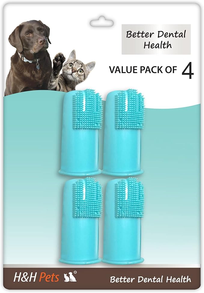 Professional Dog Finger Toothbrush by H&amp;H Pets,Pack of 4