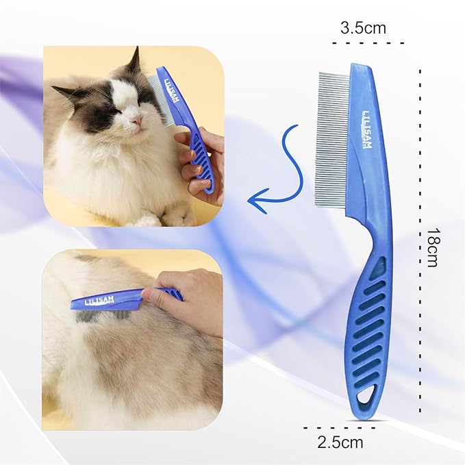 Pet Self Cleaning Slicker Brush and Grooming Comb - Gently Removes Loose Hair, Tangles, and Dirt - Skin Friendly Deshedding Grooming Tool for Hair Dogs &amp; Cats - Pet Supplies Accessories (Blue)