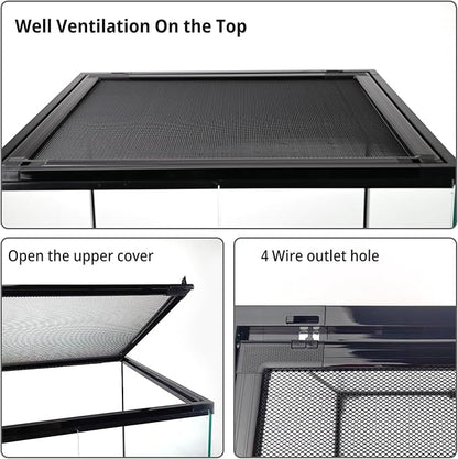 30 Gallon Tall Reptile Glass Tank Terrarium 18"x18"x24" Large Habitat Enclosure for Gecko,Lizard,Chameleon,Frog,Snake,No Install Needed and Come with Tank Background