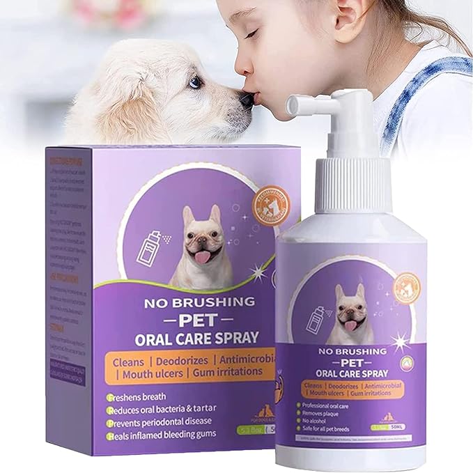 Pet Clean Teeth Spray, Teeth Cleaning Spray for Dogs &amp; Cats, Targets Tartar &amp; Plaque, Eliminate Bad Breath, Without Brushing