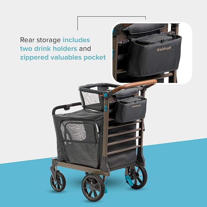Pet XL Foldable Cart - Adjustable &amp; Portable Pet Stroller with Caddy, Shopping Basket, Foam Filled Rubber Wheels &amp; Storage - Carriage for Small &amp; Medium Dogs, Cats Under 75 lbs