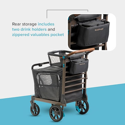 Pet XL Foldable Cart - Adjustable &amp; Portable Pet Stroller with Caddy, Shopping Basket, Foam Filled Rubber Wheels &amp; Storage - Carriage for Small &amp; Medium Dogs, Cats Under 75 lbs
