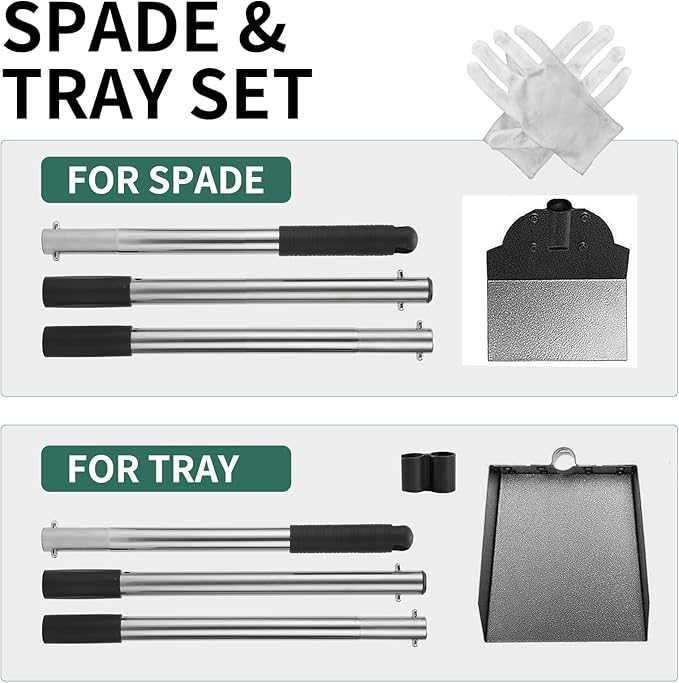 SCENEREAL Dog Pooper Scooper for Yard - Tray &amp; Spade Set, Long Handle Metal Detachable Poop Scooper for Large Medium Small Dogs, Pet Waste Removal Scoop with No Bending for Outdoor Grass, Dirt Gravel