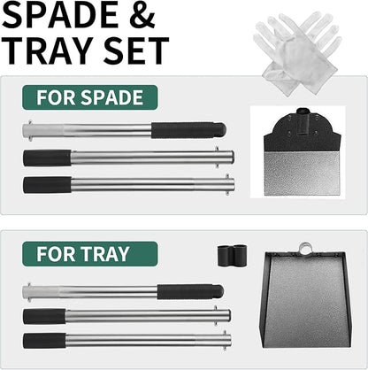 SCENEREAL Dog Pooper Scooper for Yard - Tray &amp; Spade Set, Long Handle Metal Detachable Poop Scooper for Large Medium Small Dogs, Pet Waste Removal Scoop with No Bending for Outdoor Grass, Dirt Gravel