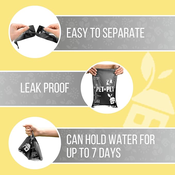 Pet N Pet 1080 Counts Black Poop Bags for Dogs, 41% Plant Based &amp; 59% PE Extra Thick Dog Poop Bags Rolls, 9" x 13", Unscented Pet Waste Bag