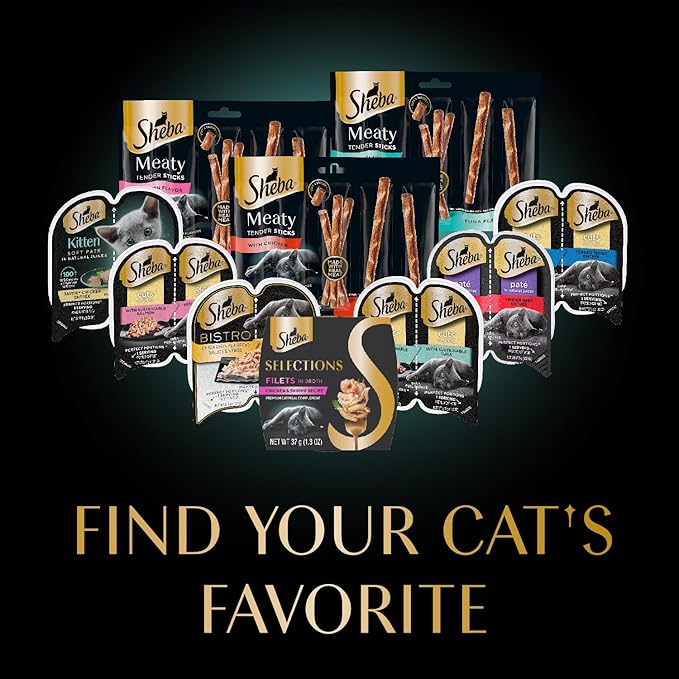Sheba Selections Filets in Broth Adult Wet Cat Meal Complement Chicken &amp; Tuna Recipe, 1.3 oz. Cups, 12 Count