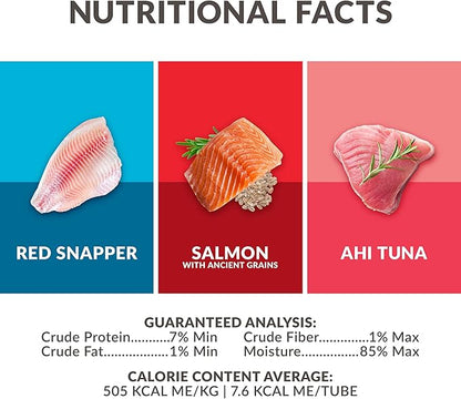 Simply Puree Variety Tub for Cats | 48 Individual Servings of All-Natural, High-Protein Puree Treats | Includes Multiple Flavors | Grain-Free, No Artificial Additives, Smooth Texture