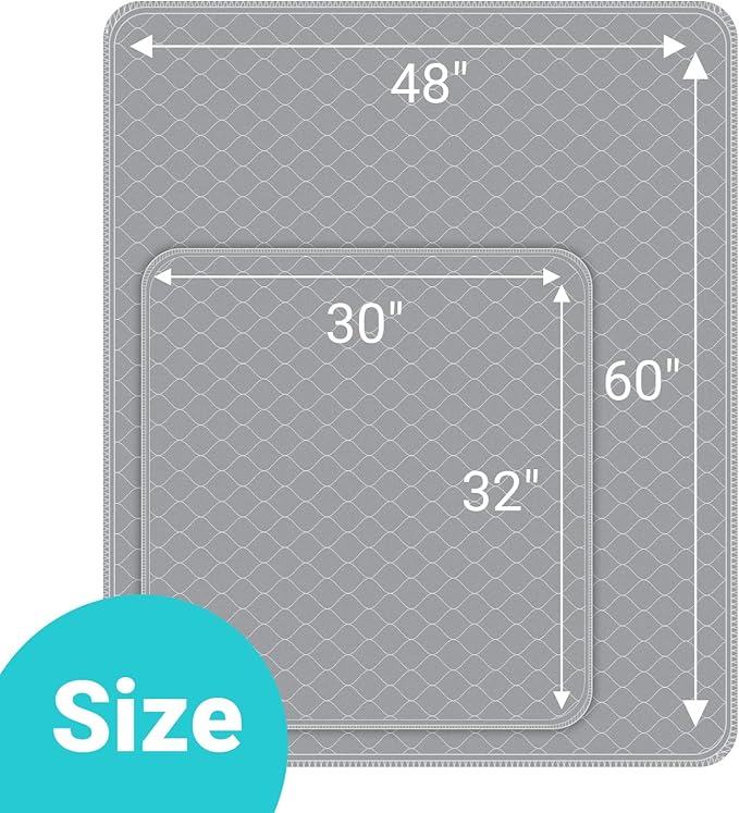 Conkote Reusable Pee Pads for Dogs Extra Large 48" x 60", Heavy Absorbency Washable Pee Pads, Waterproof &amp; Leak-Proof Dog Training Pads Non-Slip for Pet Housebreaking, Whelping, Potty, Crate