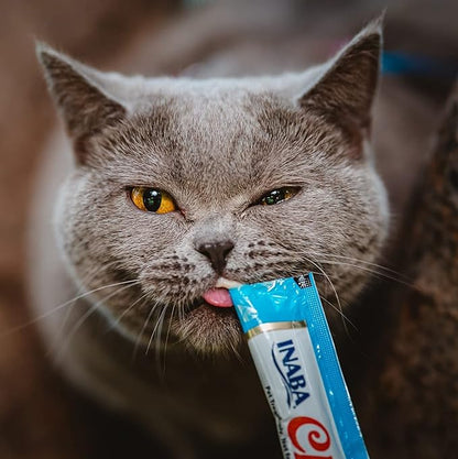 INABA Churu Cat Treats, Grain-Free, Lickable, Squeezable Creamy Purée Cat Treat/Topper with Vitamin E &amp; Taurine, 0.5 Ounces Each Tube, 48 Tubes (4 per Pack), Tuna with Scallop Recipe