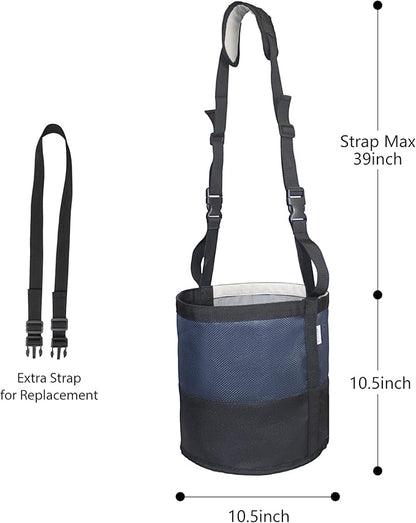 Heavy-Duty Horse Feed Bags - with Adjustable Strap, Comfort Neck &amp; Nose Pads, and Double Waterproof Bottom Mesh (2-Pack) (Blue x2)