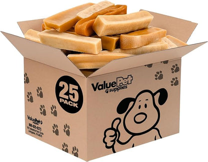 ValueBull Himalayan Yak Cheese Dog Chews, Medium, 25 ct Bulk Pack - Long Lasting for Aggressive Chewers, All Natural, Healthy &amp; Safe, Low Odor Nepal Yak Milk Chews