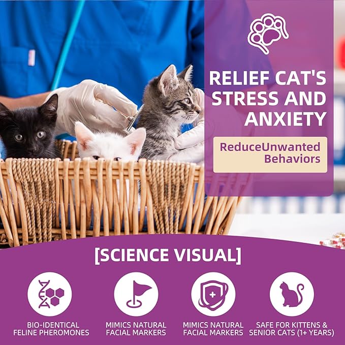 Cat Calming Pheromone Spray Kit Feline Calm Pheromones Vet Recommended Drug-Free Anxiety Relief for Multi-Cat Homes,Stops Scratching &amp; Urine Marking,60-Day Supply | Drug-Free (2 * 60 mL)