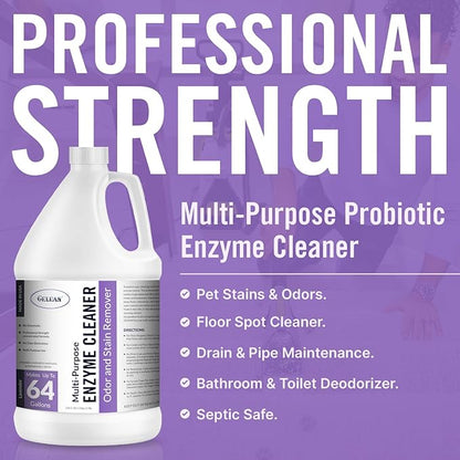 Multi-Purpose Probiotic Enzyme Cleaner, Made in USA - Pet Stain and Odor Remover - Concentrated - Professional &amp; Home Strength Drains, Floors, Bathrooms, Toilets Trash Can, (1 gallon, Lavender)