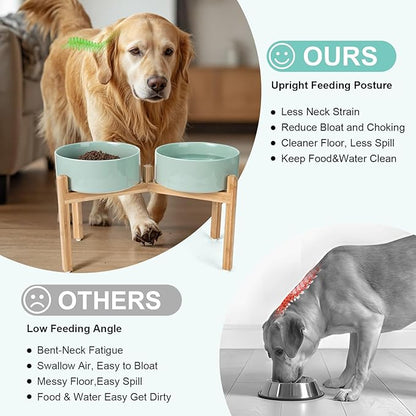 SPUNKYJUNKY Elevated Dog Bowls Ceramic, 8.3&