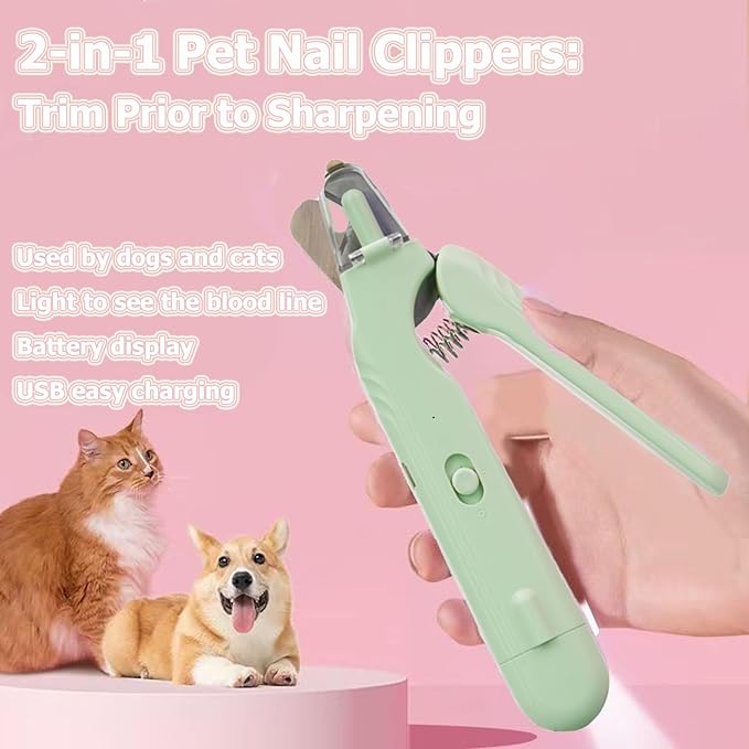 2 In 1 Pet Nail Clipper and Grinder, Professional Electric Rechargeable Pet Nail Fast Trimmer, Painless, Claw Care Grooming, Smoothing, Silent - Shockproof, For Small, Large Dogs &amp; Cats, upgraded