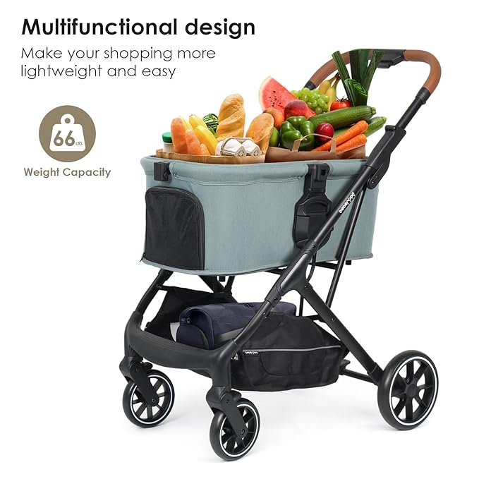 T6 Luxury Pet Stroller for Medium Dogs Up to 66lbs or 2 Small Pets – 3-in-1 Dog &amp; Cat Stroller with Removable Carrier, Foldable &amp; Lightweight (Green)
