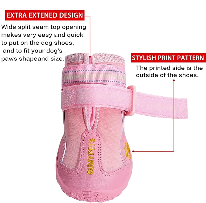 QUMY Dog Shoes for Large Dogs, Medium Dog Boots &amp; Paw Protectors for Winter Snowy Day, Summer Hot Pavement, Water-Resistant in Rainy Weather, Outdoor Walking, Indoor Hardfloors Skid-Resistant Sole