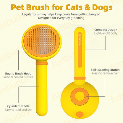 Cat Brush for Shedding, Self-Cleaning Slicker Brush for Indoor Cats, Gently Remove Loose Fur, Pet Grooming Massage Deshedding Tool, Suits Long &amp; Short Haried Cats and Dogs